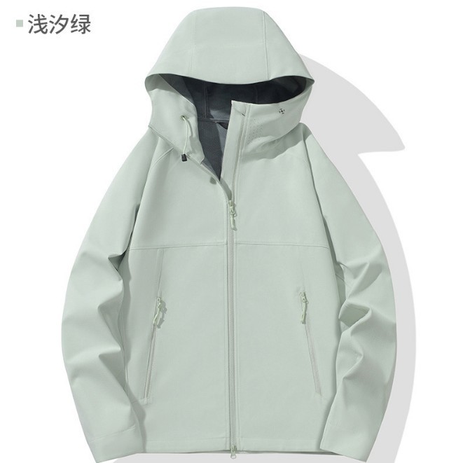 New women’s and men’s outdoor softshell windbreaker, suitable for spring and autumn, windproof, waterproof, casual jacket, hooded, for sports and hiking