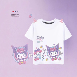 Kulomi Clothes Cotton Short-sleeved Merleti Clothes 2025 New Summer Children's Half-sleeved Cotton Girls Big Children