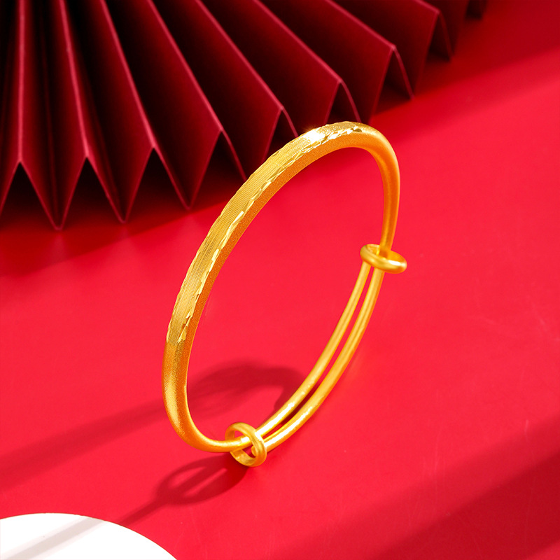 Pulsera de mujer de boca abierta pulsera de estilo nacional a rayas al por mayor de arena oro vintage pulsera de mujer chapado en oro fábrica joyería al por mayor
