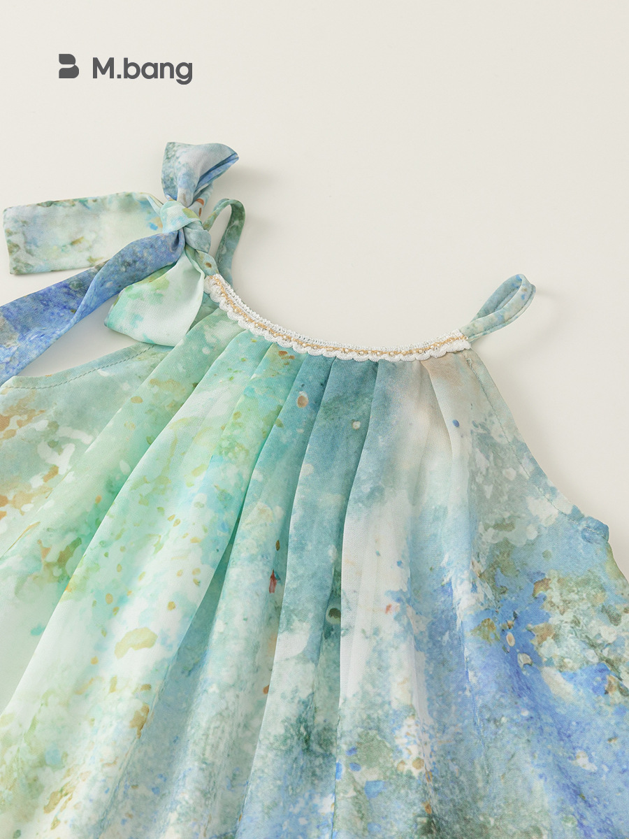 Yubao ropa infantil de niñas vestidos franceses de alta calidad sensación de mareo super inmortal balde de vacaciones vestido para niños
