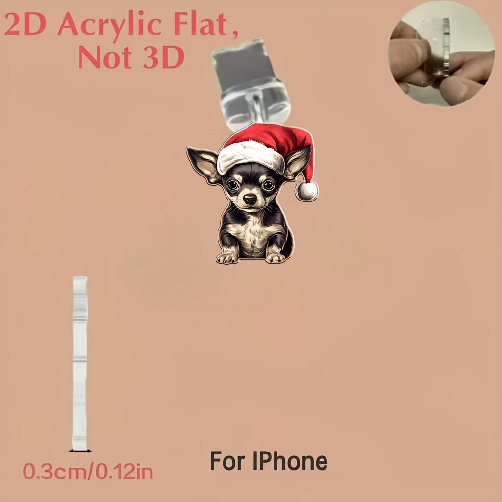 2DFlat, 1个带圣诞帽的哈巴狗 - 适用于Type-C和iPhone接口的亚克