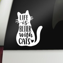 Life is better黑猫防水车贴可移除后挡风车门车窗外贸专供.AL82