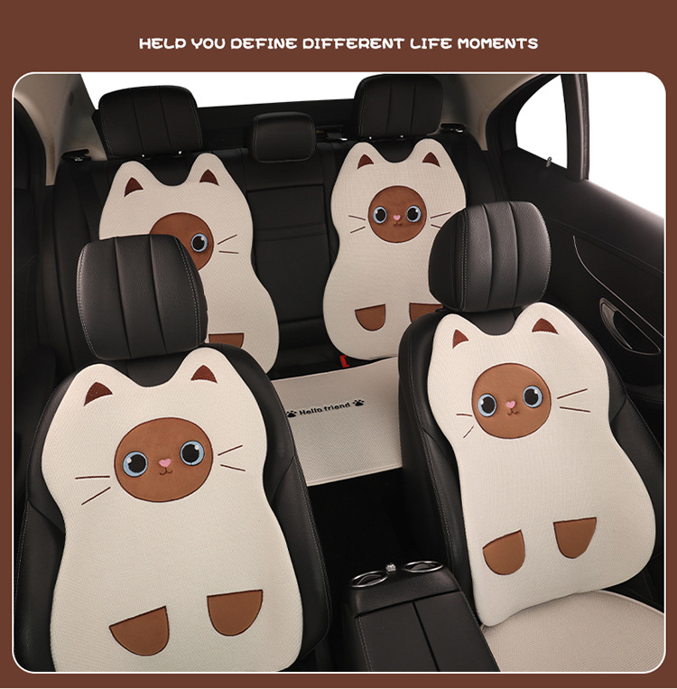 Car Seat Cushion, Universal for All Seasons, Linen Car Seat Cushion Cover, Full Cotton and Linen Breathable Female Car Cushion, Car Seat Cover Single Piece
