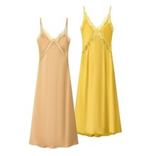 亚马逊批发秋季新款女装蕾丝装饰丝缎质感吊带迷笛连衣裙4764203