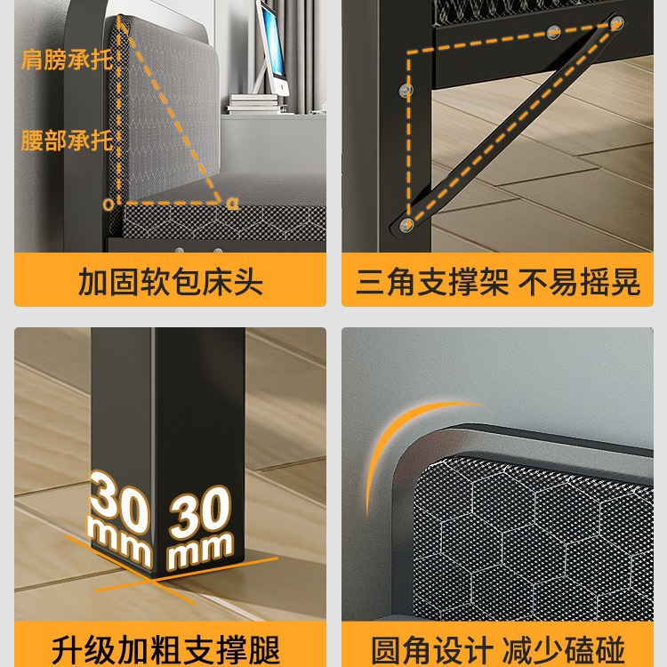 Casa de alquiler Cama individual plegable Cama simple para adultos Cama doble 1m2 dormitorio de alquiler Cama de tablero duro