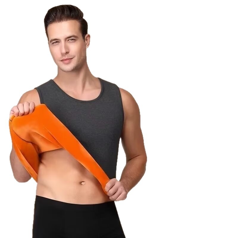 Chaleco de fábrica de origen color sólido chaleco cálido estándar juvenil camisa de fondo sin mangas para hombre invierno más engrosamiento de terciopelo