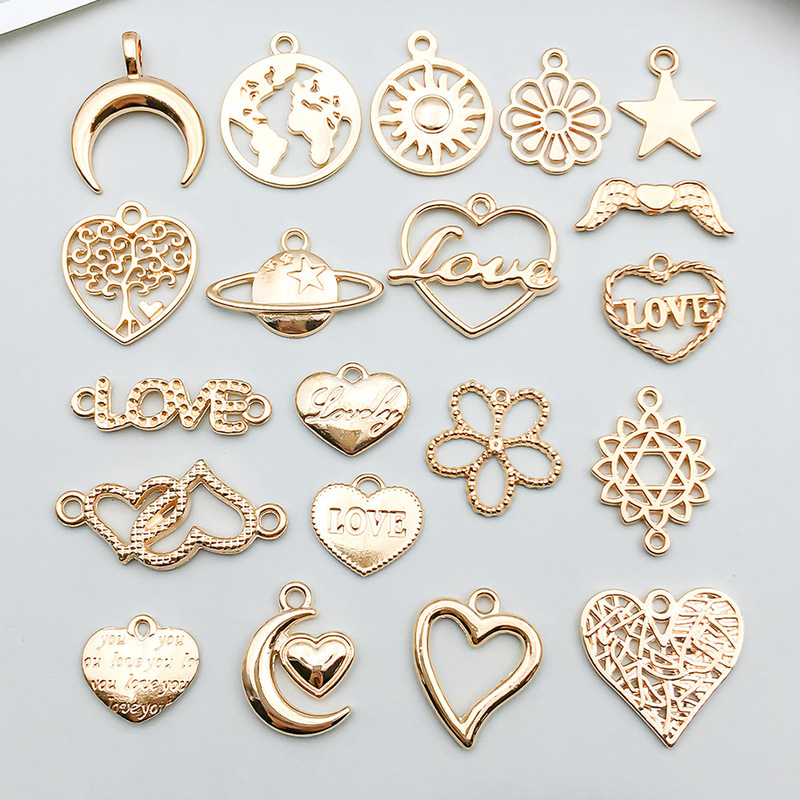 1 new KC gold alloy simulation love letter series pendant pendant diy bracelet necklace accessories