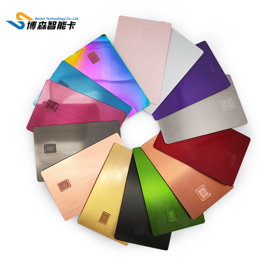 彩色空白芯片卡不锈钢镜面拉丝0.8厚 4442 4448芯片卡HICO磁条卡