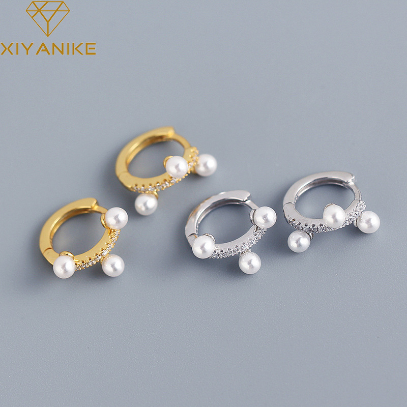 Korean fashion diamondstudded pearl earrings ear jewelrypicture2