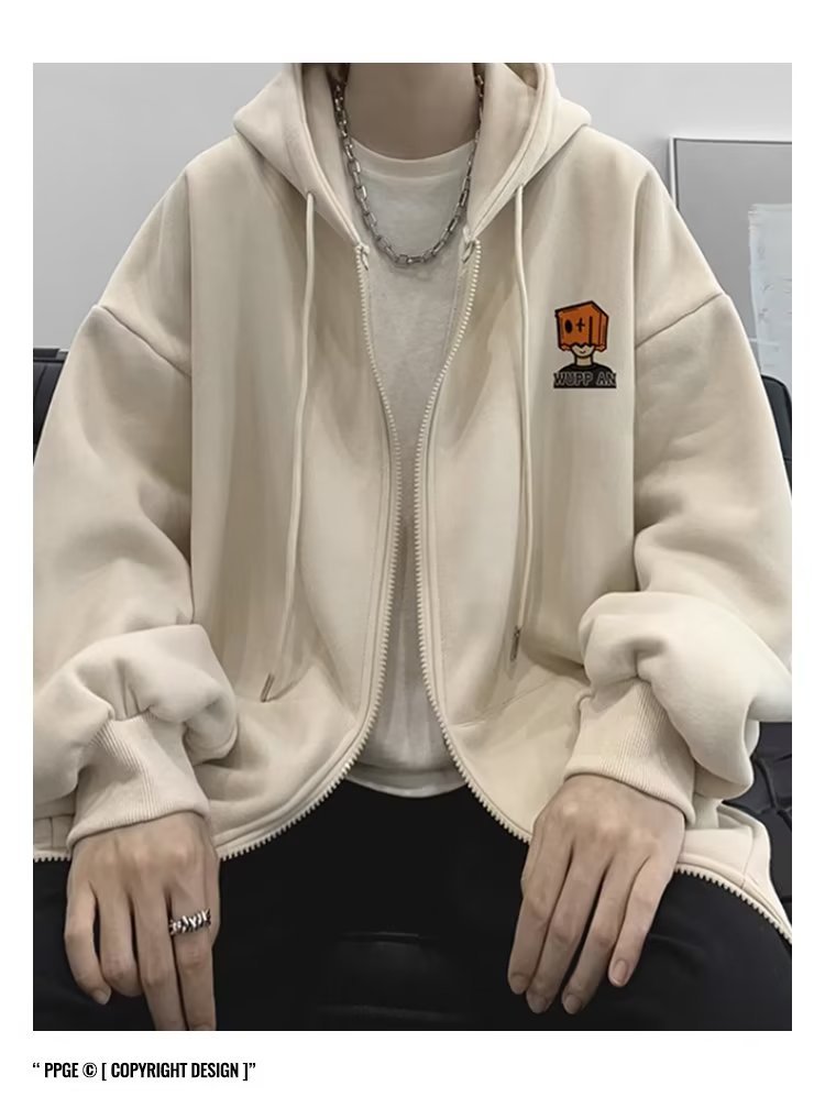 1 Cardigan Felpa Inverno 2023 Nuova Giacca Primaverile Uomo Felpa con Cappuccio in Pile Cappotto Autunnale_voghion.com