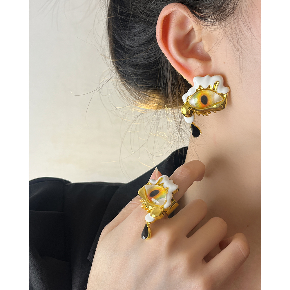 21g Weight Rings, Earrings, Necklace Classification 1 Piece, 1 Pair Quantity Holiday, Daily Occasion Alloy Material Eye Pattern Women's Gender Plating Design Basic, Modern Style, Classic Style Style Basic Modern Style Classic Style Eye Alloy Plating Women's Rings Earrings Necklace 2