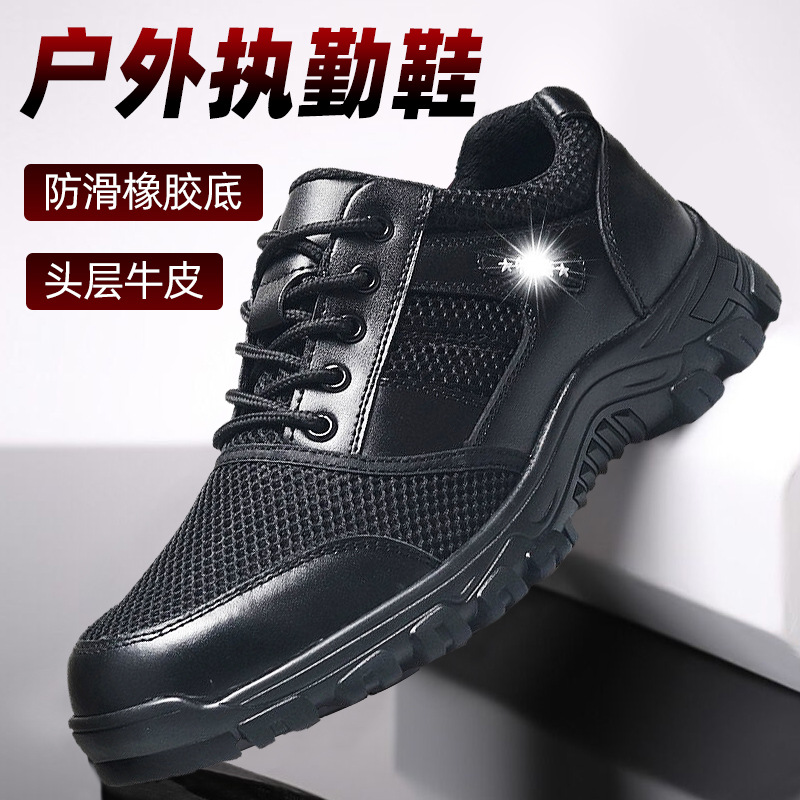 厂家批发春夏舒适新款现货皮鞋低帮透气牛皮网眼布休闲皮鞋批发