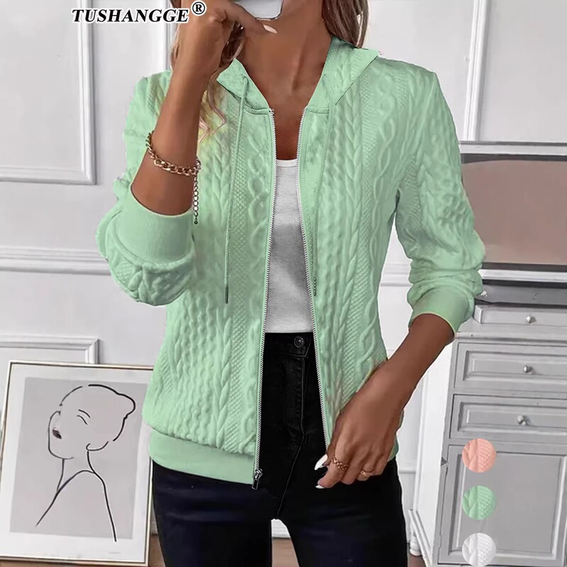 2026 Independent Site Wish Amazon Autumn and Winter Solid Color Long-Sleeved Knitted Zipper Hooded Sweatshirt Jacket for Women 2026 Independent Site Wish Amazon Autumn and Winter Solid Color Long-Sleeved Knitted Zipper Hooded Sweatshirt Jacket for Women