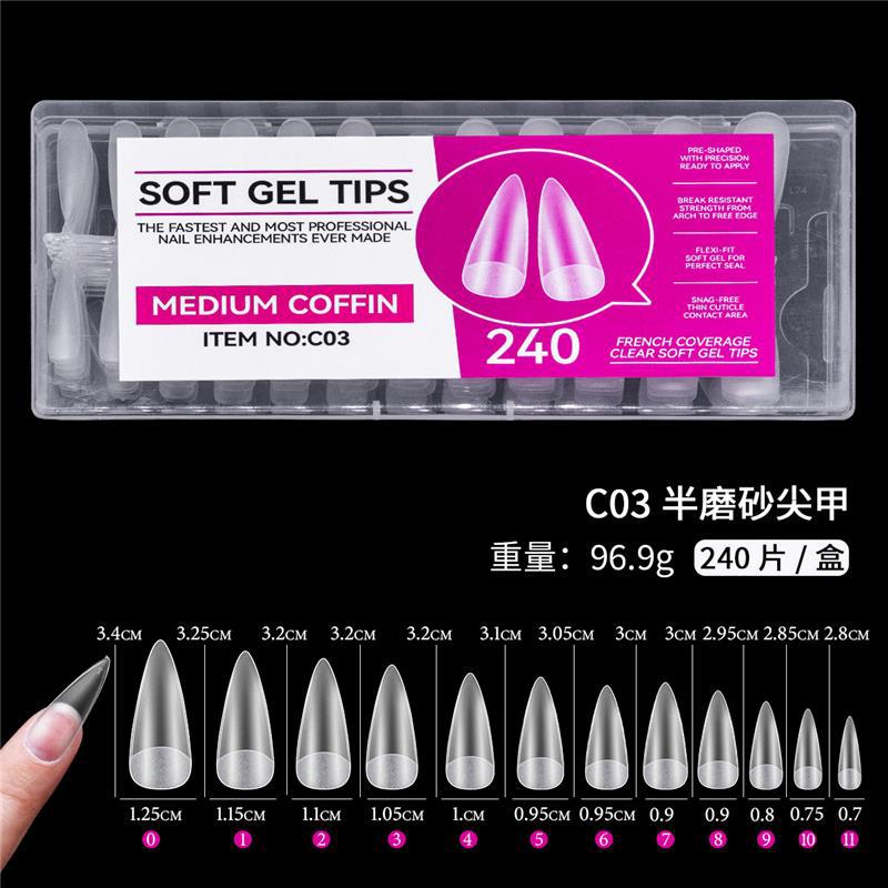 Explosiones transfronterizas de manicuras de manicuras ultrafinas sin marcas de ballet de gotas de agua de manicuras de manicuras de película libre de grabado de manicuras de manicuras 240 piezas