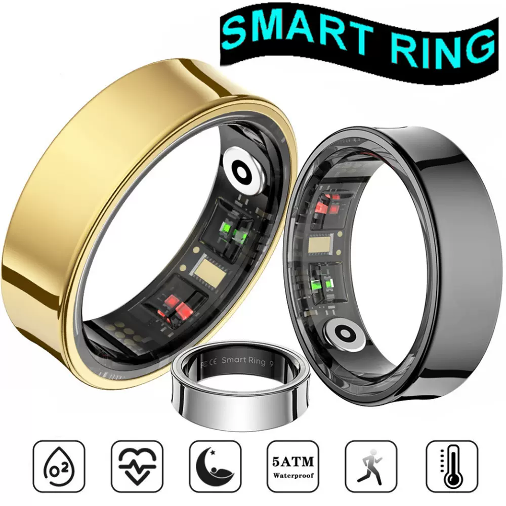 跨境R09智能戒指带充电仓心率血氧饱压力睡眠多运动模式体温拍照
