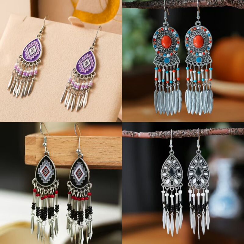 Daisy Simple Short Tassel Earrings Cross-Border Physical Store Personalized Supply Retro Small Iron Earrings