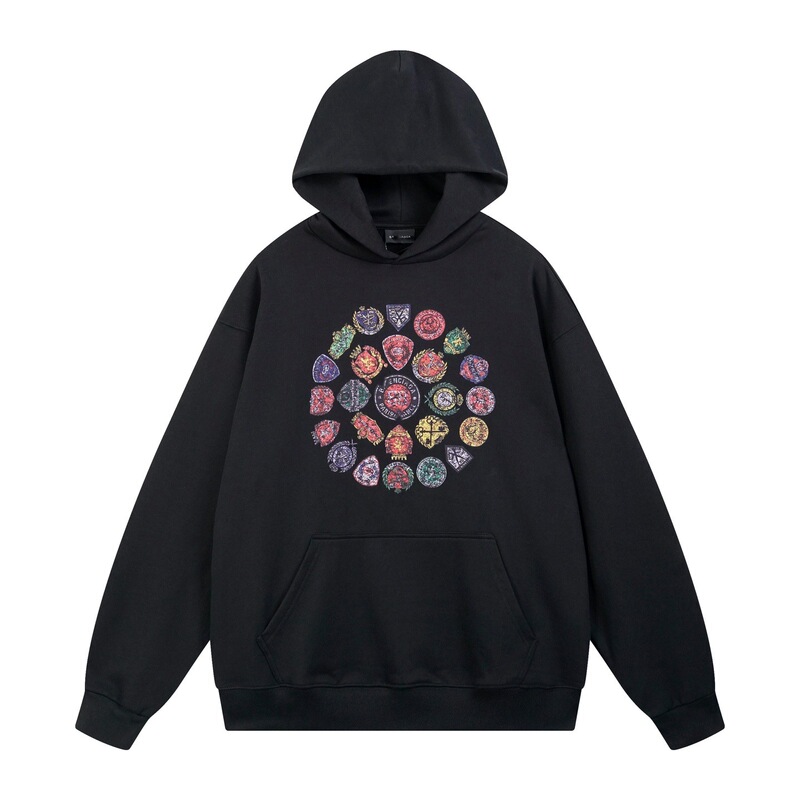 Original Paris B Logo Vintage Printed Lettering Logo Direct Spray Printed Hooded Long-Sleeve Sweatshirt Hoodie