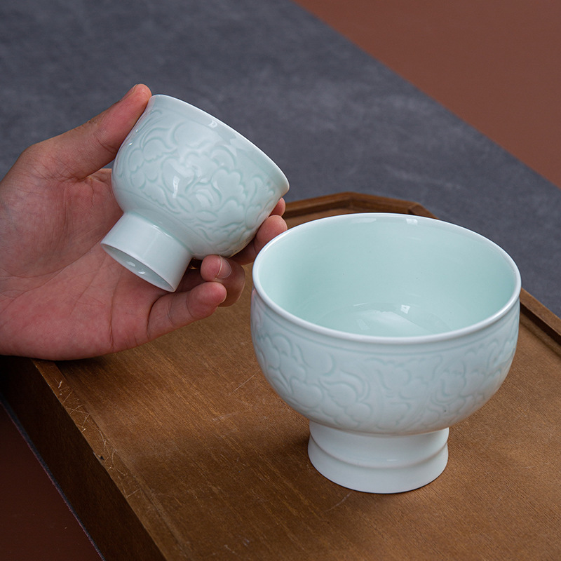 景德镇仿宋茶点盘主人杯复古凉菜意境高脚点心碗商用意境陶瓷餐具