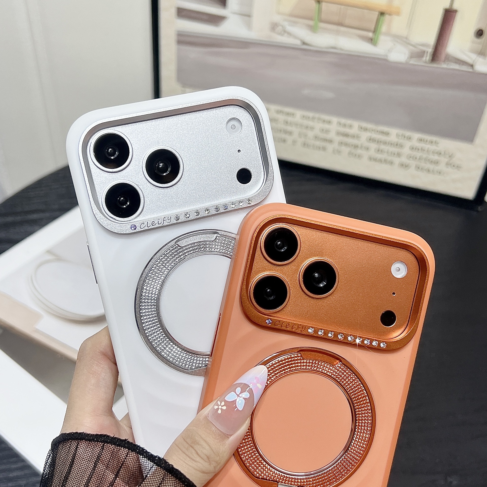 Magnetic Phone Case With Rotating Stand For Iphone Luxury Wave_voghion.com
