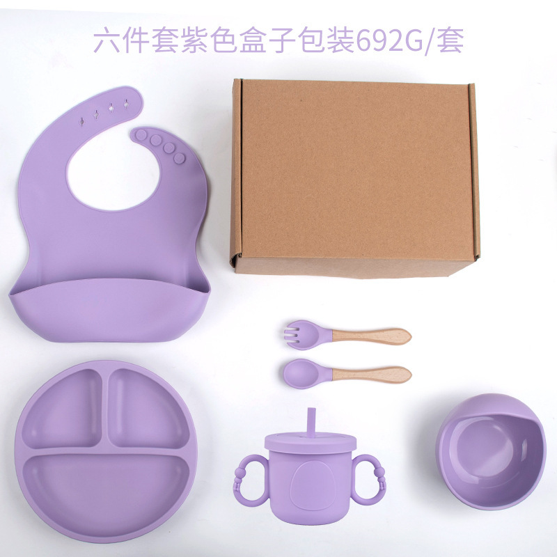 Placa de almuerzo de ventosa resistente a caídas de silicona de grado alimenticio Dumo Baby Juego de tazón Placa de almuerzo de silicona