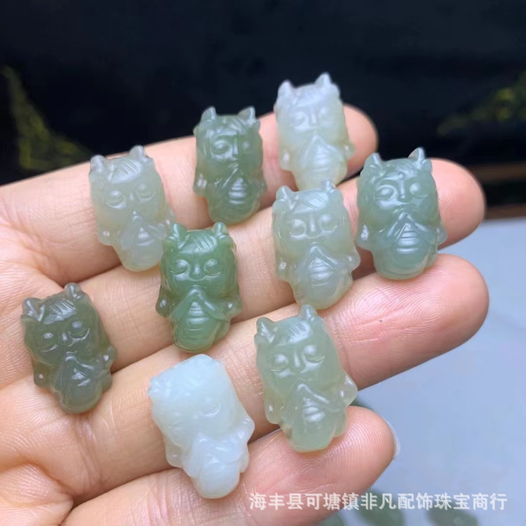 和田玉青海料小龍女吊墜小挂件diy配飾手串項鏈佛珠挂件配飾配件