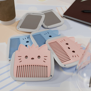 New creative two-in-one mirror comb suit portable compact carry-on makeup mirror comb two-piece set ins