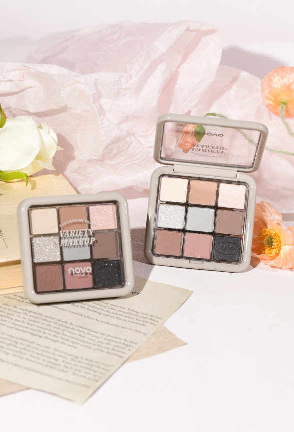 NOVO nine-color eyeshadow palette, earth tones, super shiny, no smudging, sparkling, waterproof, high-end feel, affordable student Instagram undefined