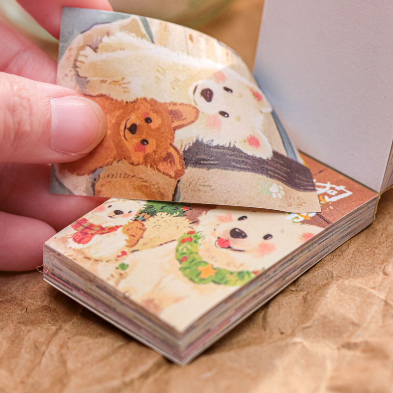 Mr. Paper Sticker Bean Ben Meow Wawang Series Lindo animalito mini libro de cuentas hecho a mano libro de pegatinas de paisajismo