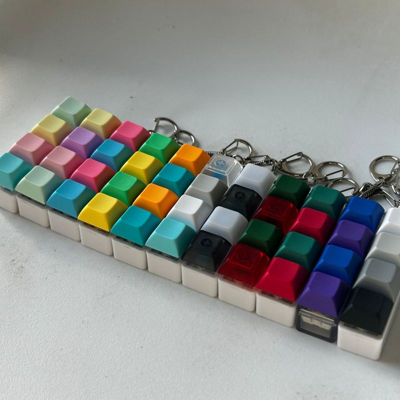 クロスボーダーカラー一字型四ボタンのキーホルダーの指先を押して解凍します。|undefined