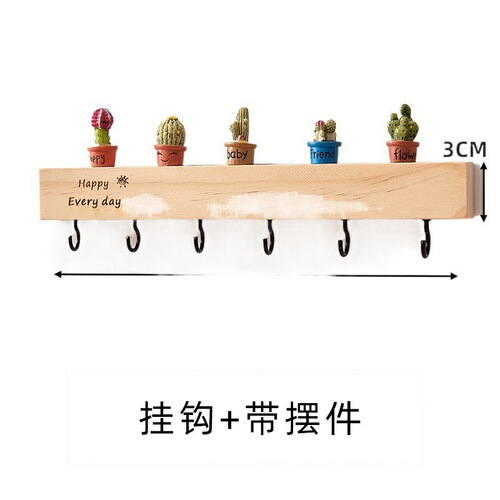 Pendant Key Holder with Wooden Design, No-Drill Entryway Wall Hook, Creative Decor for Door Entrance