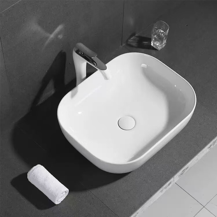 Small Countertop Basin for Balcony, Single-Hole Ceramic Washbasin, Bathroom Sink, Household Washbasin Small Countertop Basin for Balcony, Single-Hole Ceramic Washbasin, Bathroom Sink, Household Washbasin