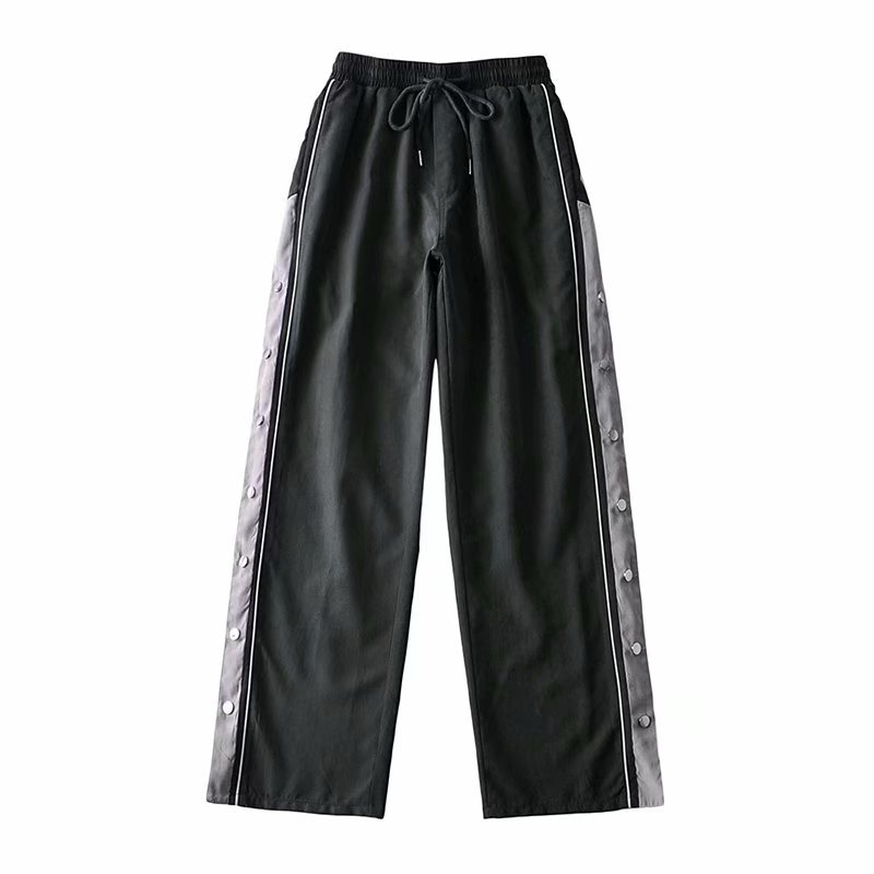 high waist elastic side-breasted sports pants NSAM37560