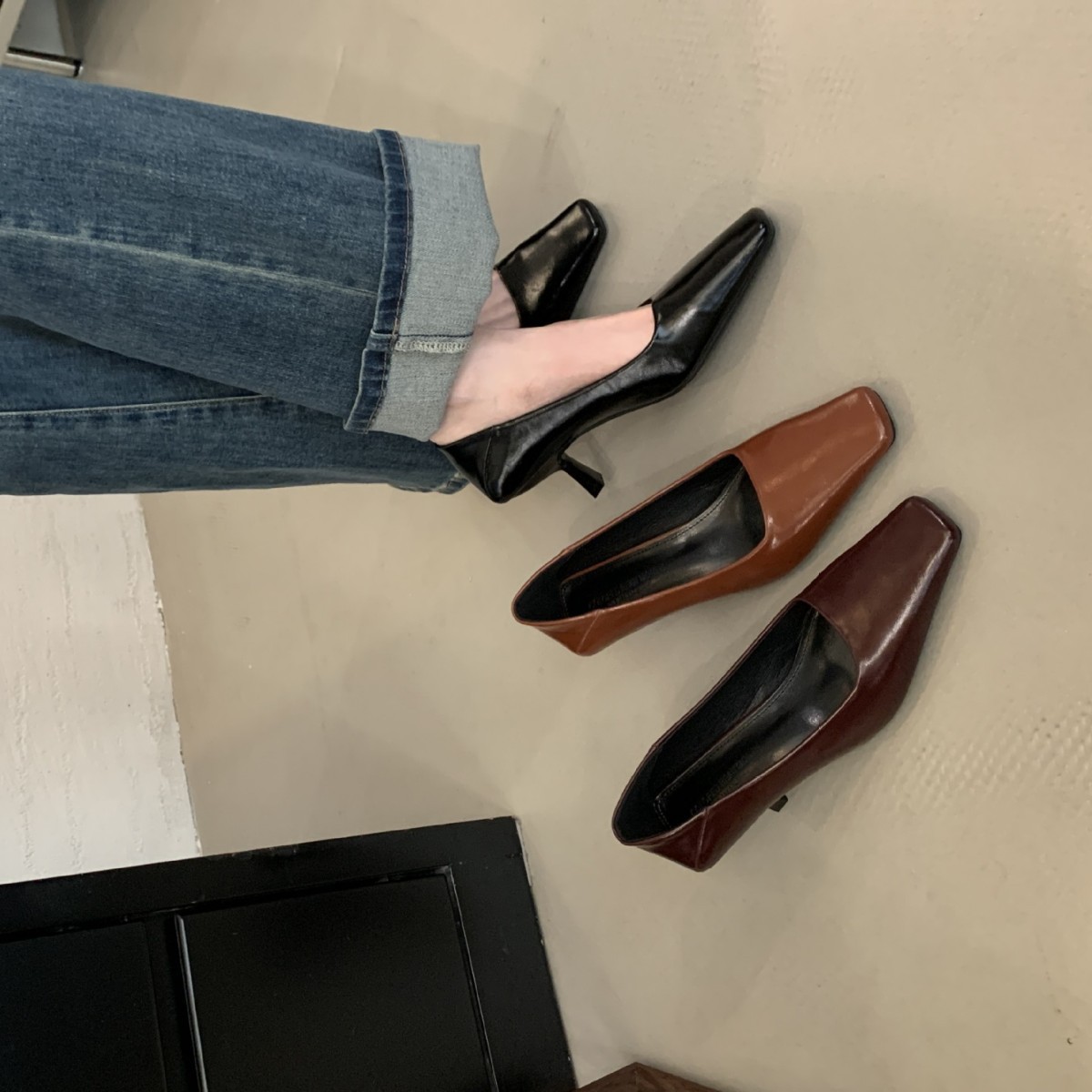 【Tax Not Included】French-Style Stiletto Heels for Women, 2025 Spring and Autumn New Square-Toe Korean Version, Elegant and Versatile Work Shoes