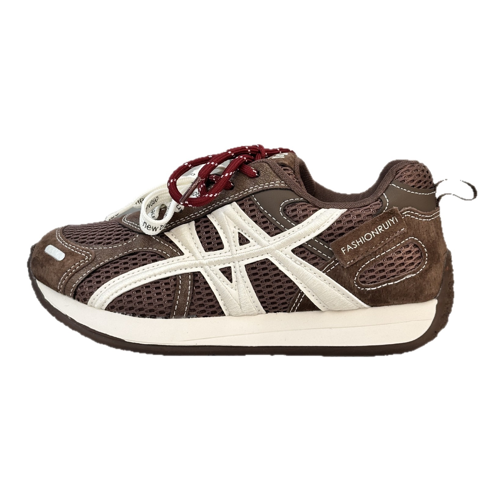 Chick tide cool retro vinos rojos zapatos deportivos de malla ligero y cómodo para mujeres, zapatos de entrenamiento de estudiantes de altura gruesa