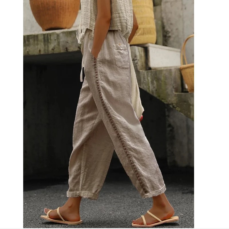 Women's Wide-Leg Casual Trousers Loose Fit Comfort Flowy Pants For Everyday Wear_ecoleips.com