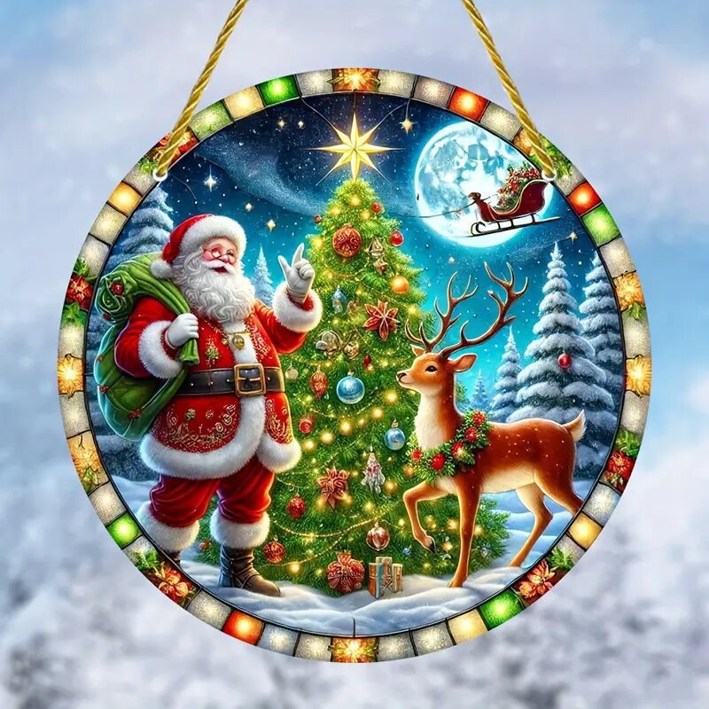 Colgante 2025 nuevos productos transfronterizos de la serie de Navidad disco de decoración para el hogar de joyas de Navidad acrílico