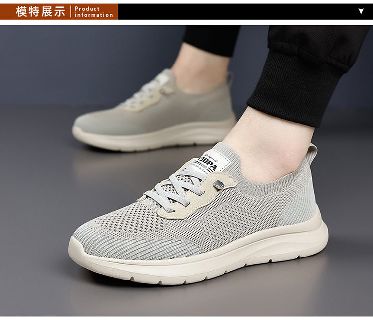 Giày thể thao nam lưới dệt thoáng khí, giày đi bộ du lịch phong cách thể thao, đế cao 1-3 cm — Màu be, màu xám, màu đen chi tiết 15