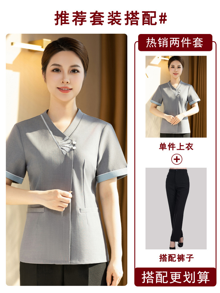 【YYF Embroidery Cleaning】Gray Women's Top + Pants