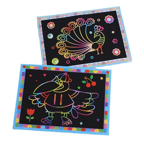 Creative and cute students colorful scratch-off paintings children's paintings scratch-off paper art supplies painting materials supplies wholesale