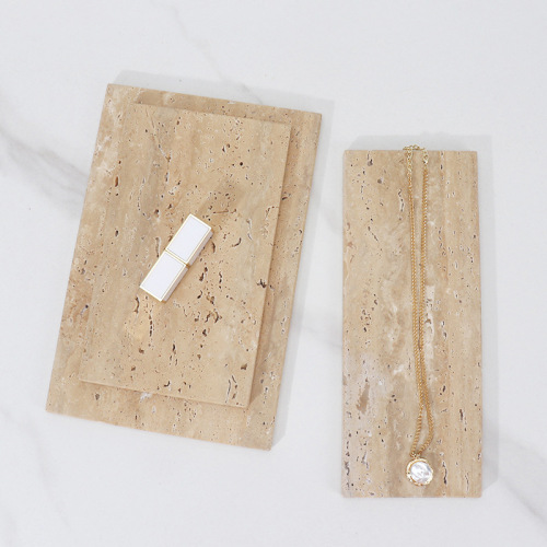 Nordic light luxury natural marble rectangular tray home dressing table bathroom cosmetics jewelry storage tray