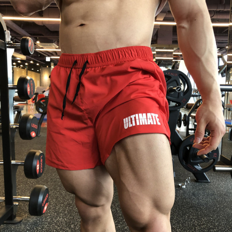 Summer sports brothers quick-drying three-point shorts men's stretch iron gym Bodybuilding Muscle Training hot pants