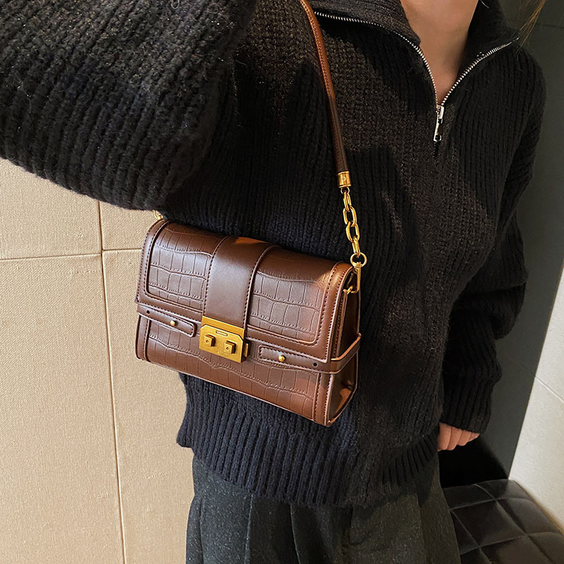 Stone Pattern Single Shoulder Underarm Bag For Women's 2023 Winter New Versatile Small Square Bag, Unique And Western Style Crossbody Bag _voghion.com