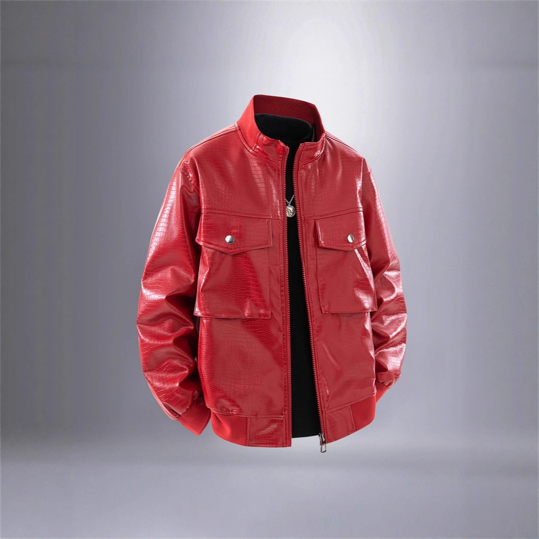 Spring And Autumn New Stand-up Collar New Locomotive Leather Jacket Casual Jacket_voghion.com