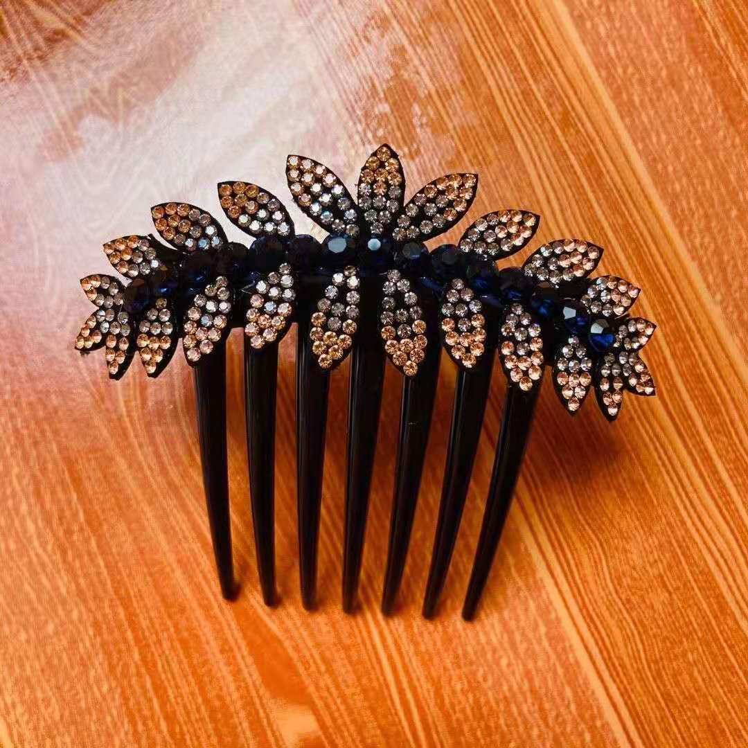 Estilo coreano simple peine del pelo peine insertar peine tocado horquilla oreja de trigo rhinestone bola cabeza updo pelo artefacto accesorios para el cabello peine de SIETE DIENTES