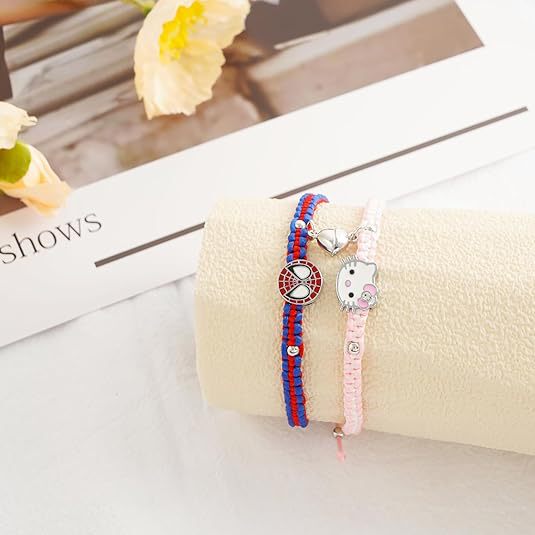 spider cat couple pairing bracelet best friend girlfriends magnetic friendship bracelet woven relationship string bracelet