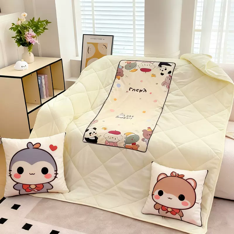 法兰绒毯抱枕毯子盖毯二合一两用靠枕车载抱枕毯两用秋冬抱枕定制