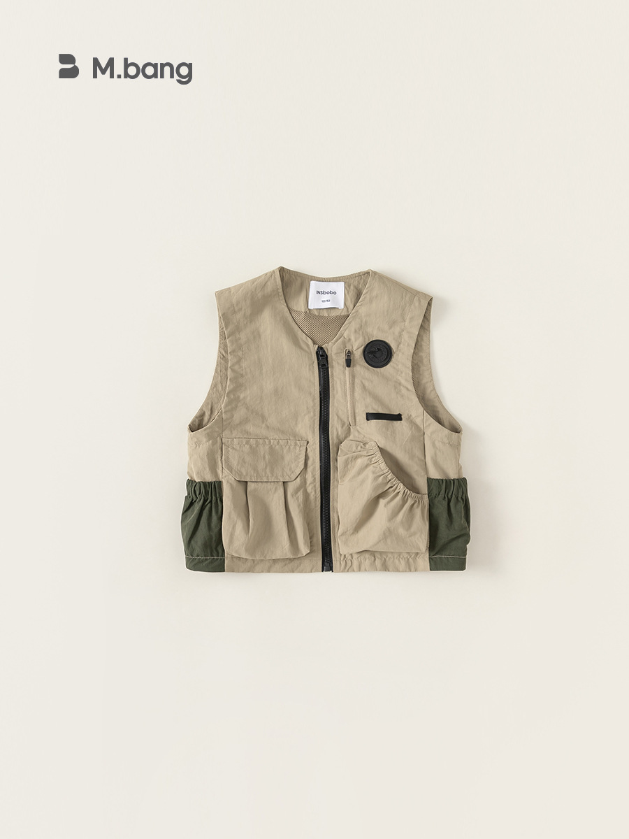 Youbao ropa para niños chaleco de herramientas para niños 2025 primavera nueva chaqueta de chaleco sin mangas para niños de mediana y grande