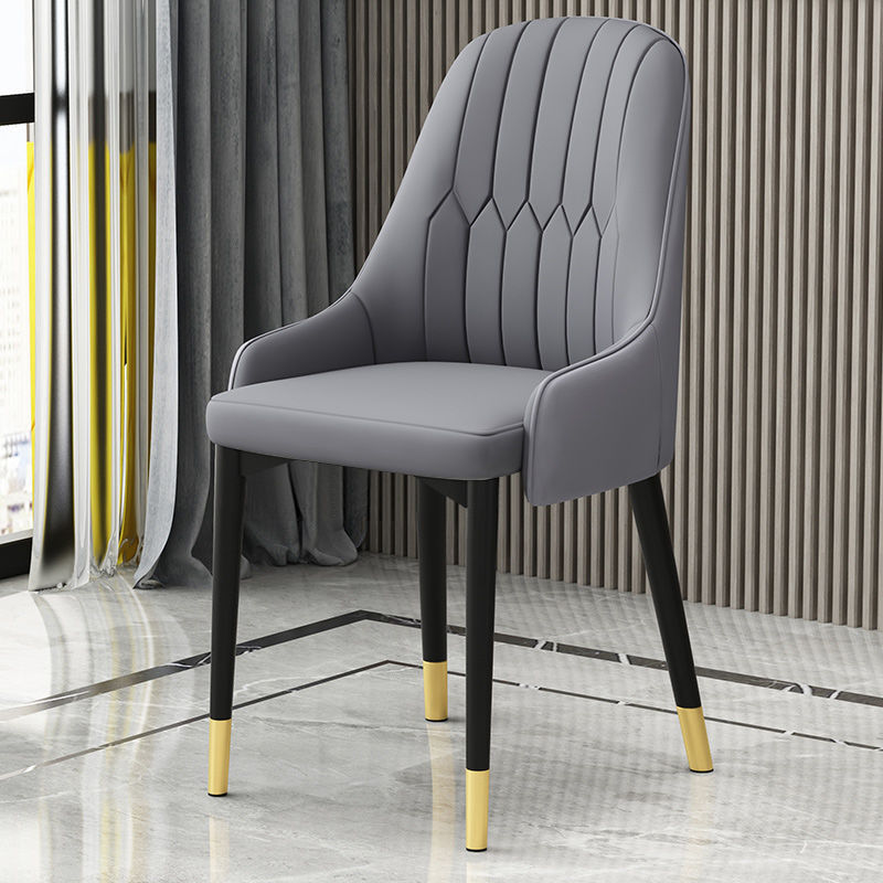 Silla de comedor de lujo nórdica, silla de respaldo doméstica moderna y simple, restaurante italiano, mesa de comedor de hotel de cuero de paquete suave