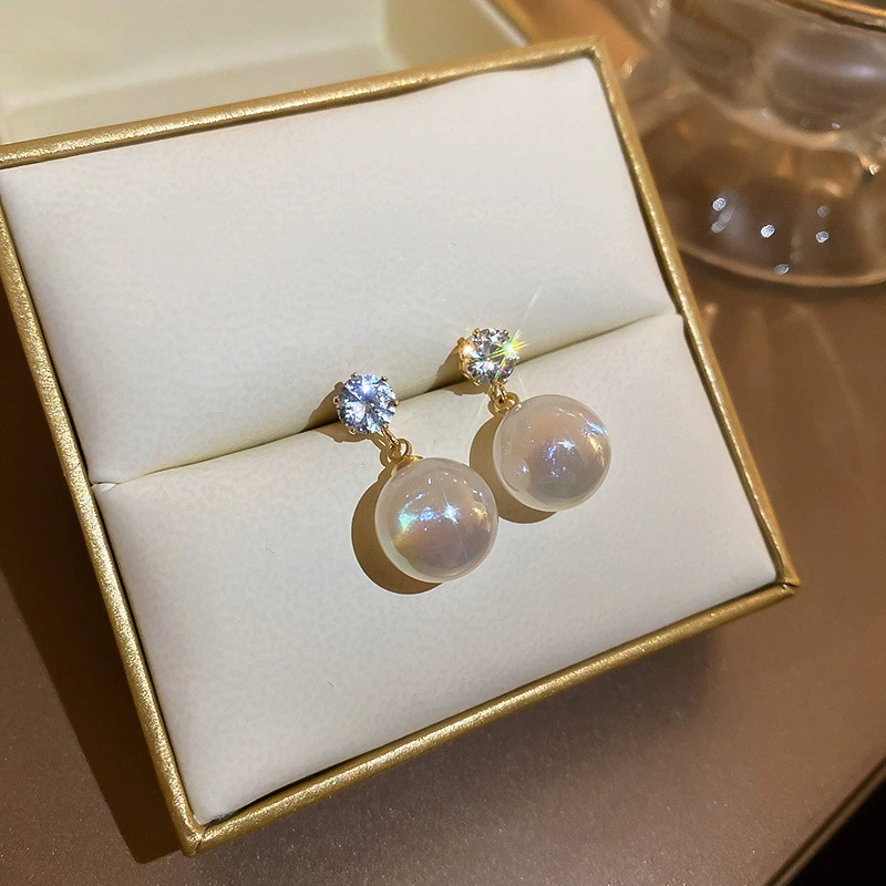 Серебряная игла, серьги из жемчуга, микроинкрустация, стиль легкой роскоши, стиль высокого качества