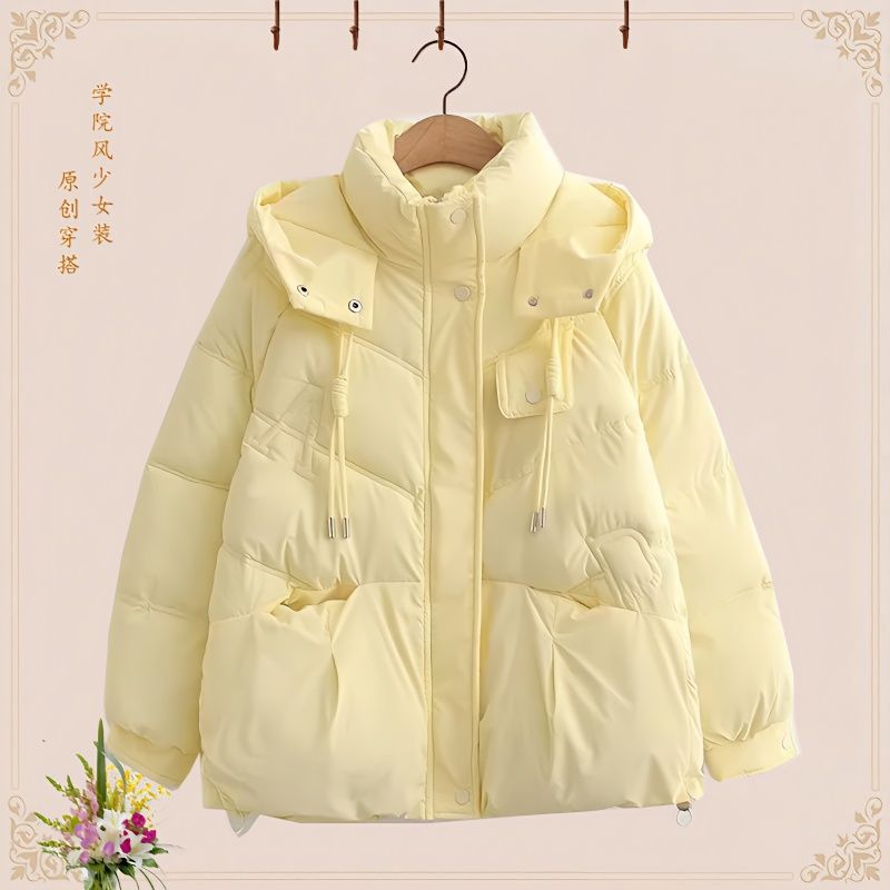 中学生棉衣女冬季12-15岁初中高中生短款面包服少女宽松羽绒棉服